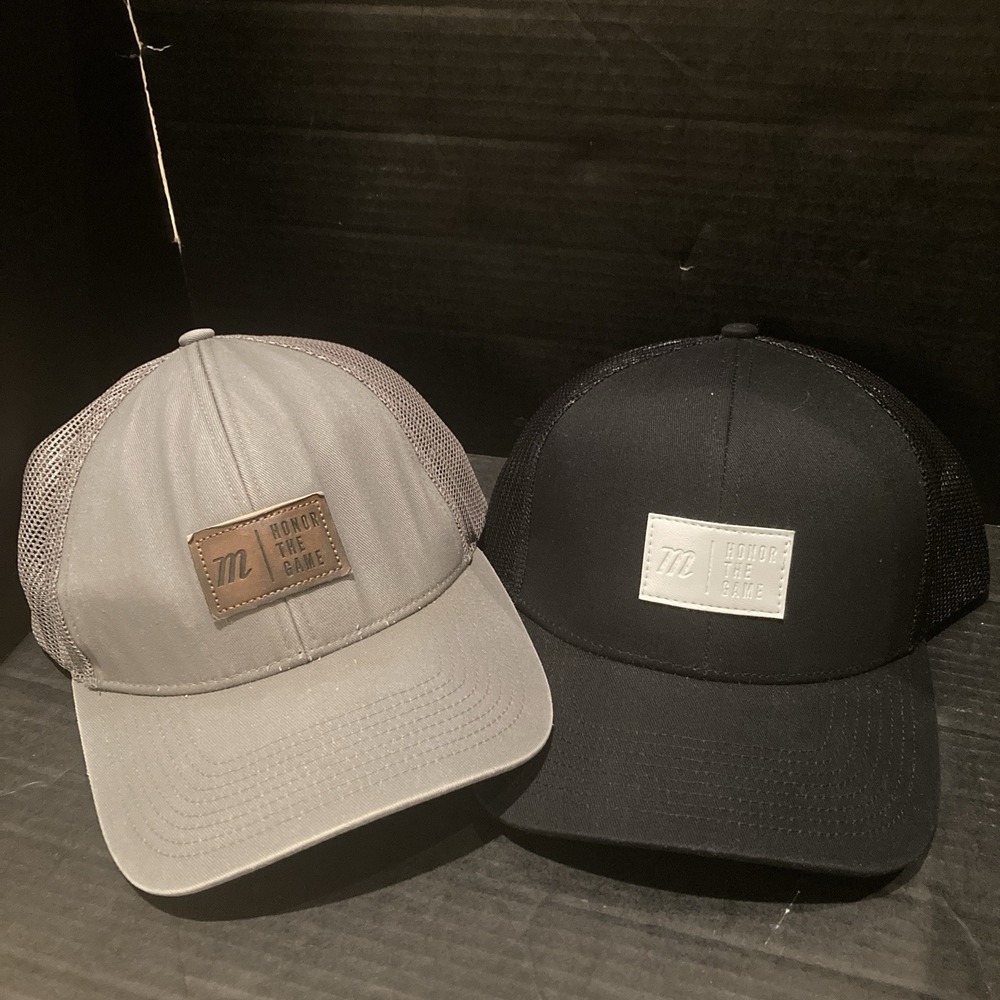 Lot Of 2 Marucci Sports Snap Back Hat, Gray, Black Trucker Mesh,Logo, Baseball